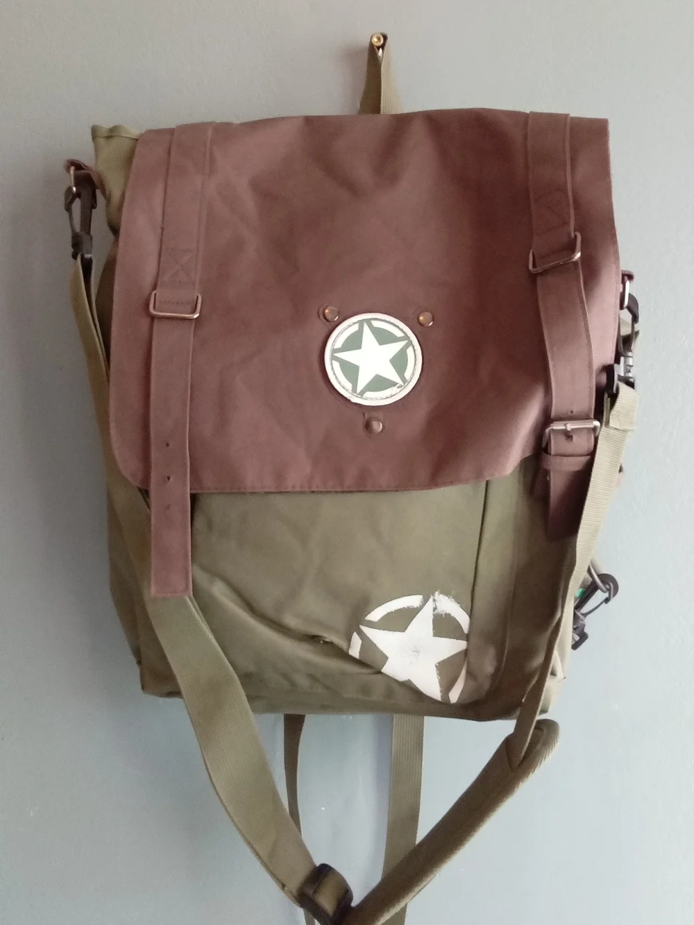 Call of Duty Canvas Backpack Messenger‎ Bag Olive Green Military Tactical Star